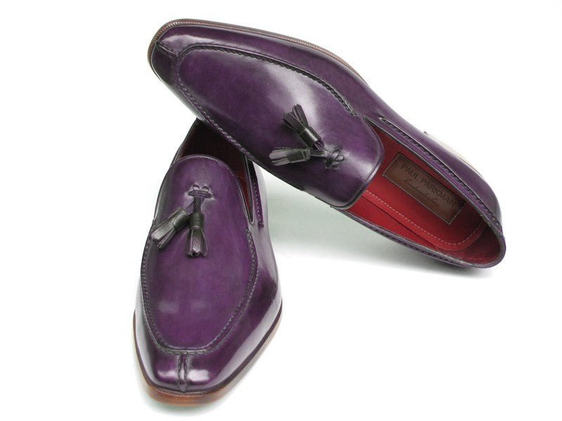 Paul Parkman Men's Hand - PaInted Leather Tassel Loafers in Purple Shoes by Paul Parkman – Don't Panic Shoes