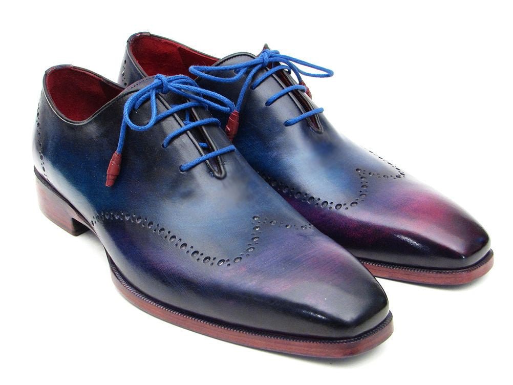 Paul Parkman Men's HAnd - PaInted Leather Wingtip Oxfords in Blue and Purple Shoes by Paul Parkman – Don't Panic Shoes