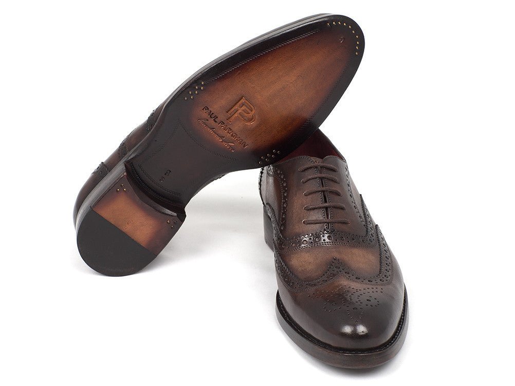 Paul Parkman Men's Hand - PaInted Leather Wingtip Oxfords in Brown Shoes by Paul Parkman – Don't Panic Shoes