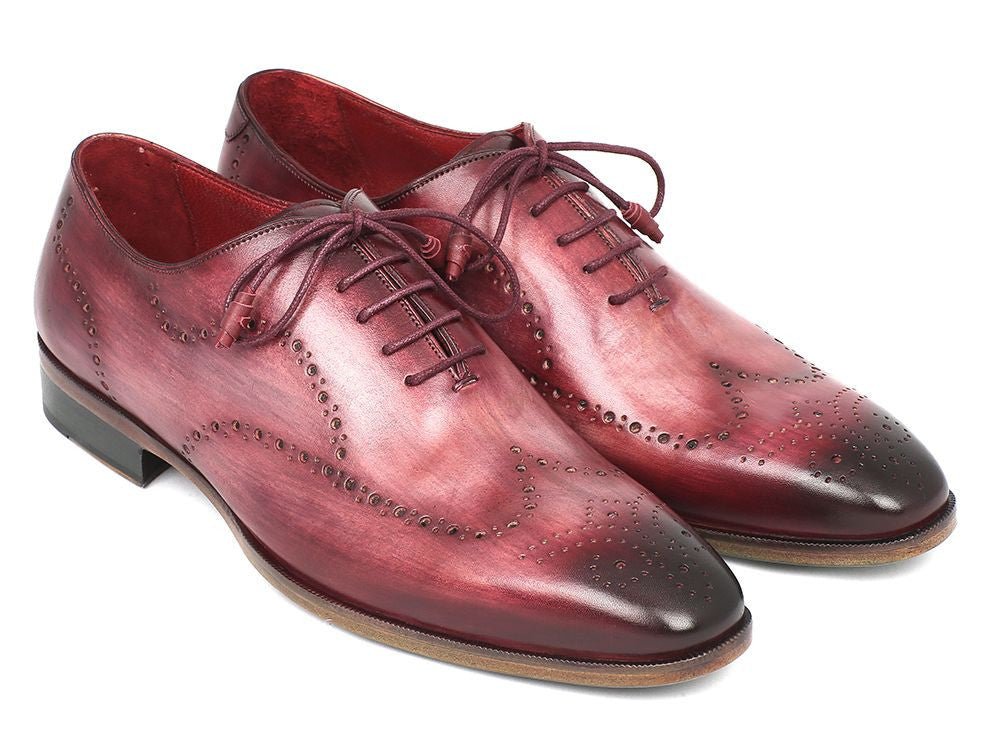 Paul Parkman Men's Hand - PaInted Leather Wingtip Oxfords in Burgundy Shoes by Paul Parkman – Don't Panic Shoes
