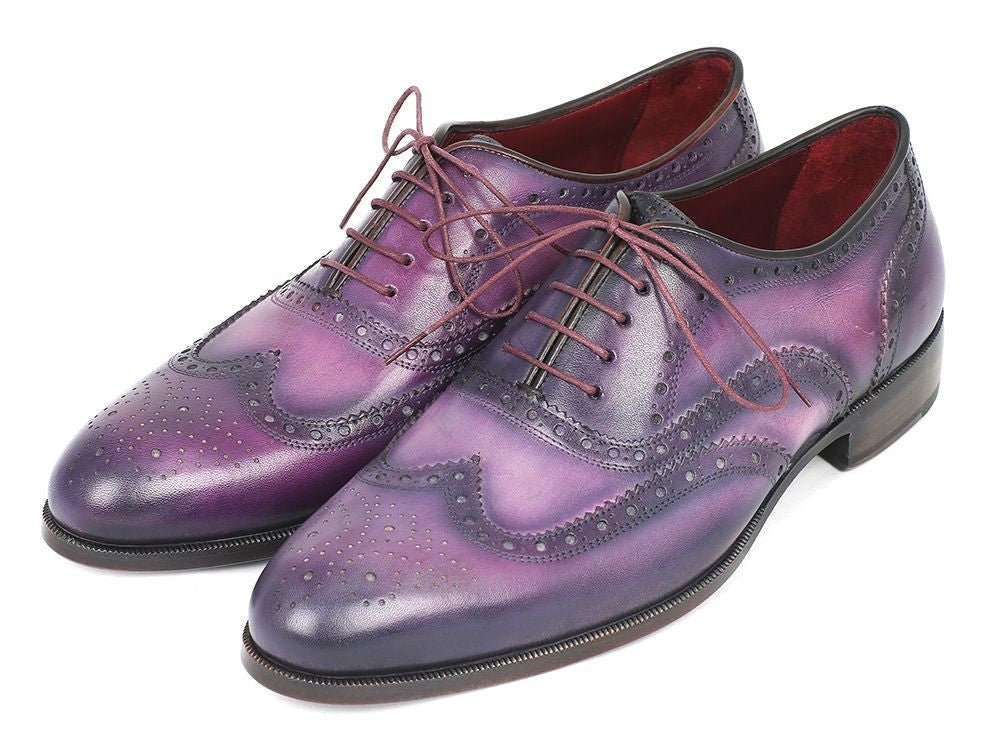 Paul Parkman Men's HAnd - PaInted Leather Wingtip Oxfords in Purple and Navy Shoes by Paul Parkman – Don't Panic Shoes