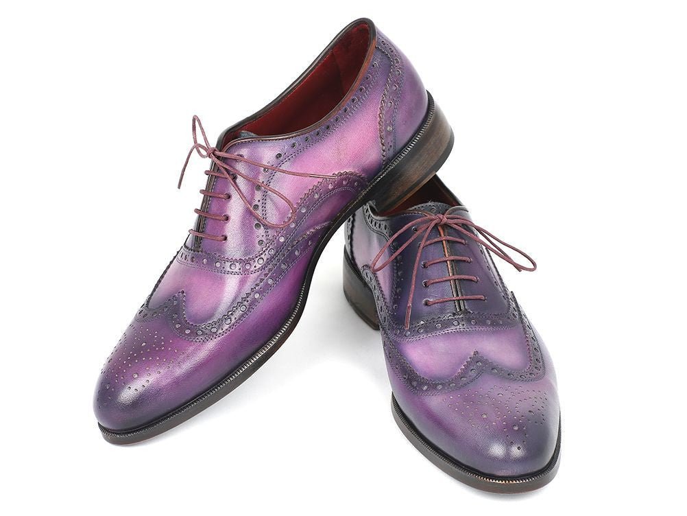 Paul Parkman Men's HAnd - PaInted Leather Wingtip Oxfords in Purple and Navy Shoes by Paul Parkman – Don't Panic Shoes