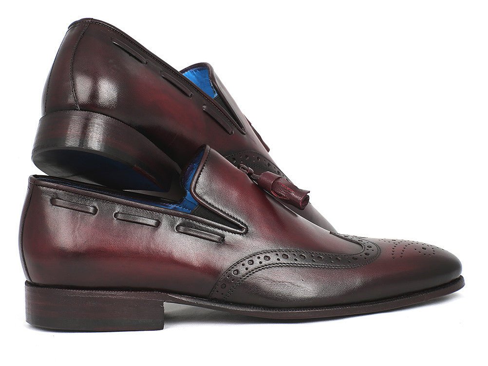 Paul Parkman Men's Hand - PaInted Leather Wingtip Tassel Loafers in Bordeaux Shoes by Paul Parkman – Don't Panic Shoes