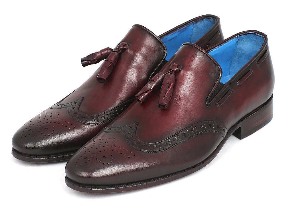 Paul Parkman Men's Hand - PaInted Leather Wingtip Tassel Loafers in Bordeaux Shoes by Paul Parkman – Don't Panic Shoes