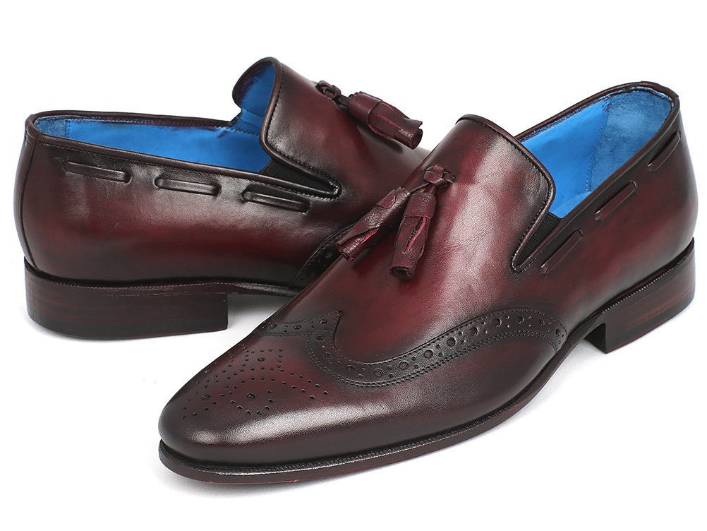 Paul Parkman Men's Hand - PaInted Leather Wingtip Tassel Loafers in Bordeaux Shoes by Paul Parkman – Don't Panic Shoes