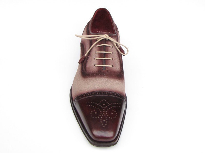 Paul Parkman Men's HAnd - PaInted Suede Captoe Oxfords in Bordeaux and Beige Shoes by Paul Parkman – Don't Panic Shoes