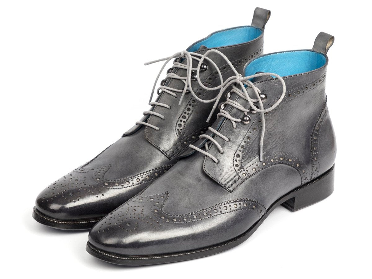 Paul Parkman Men's Hand - PaInted Wingtip Ankle Boots in Gray Shoes by Paul Parkman – Don't Panic Shoes