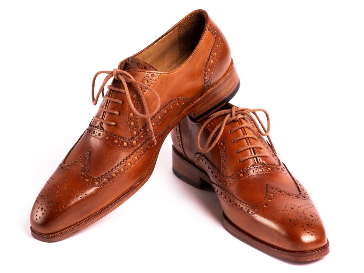 Paul Parkman Men's Hand - PaInted Wingtip Oxfords in Mid Brown Shoes by Paul Parkman – Don't Panic Shoes