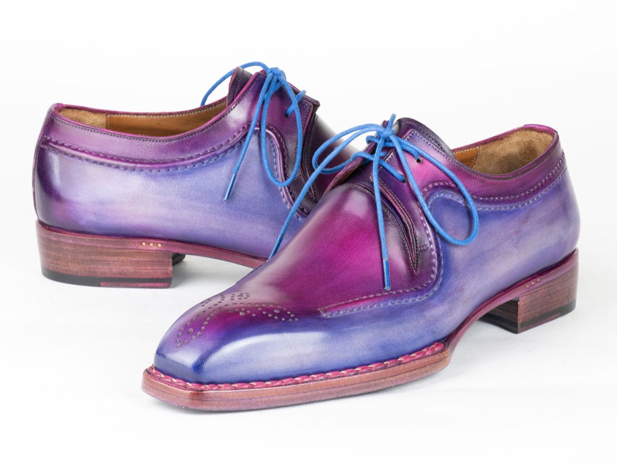 Paul Parkman Men's HAnd - Welted Blue and Purple Leather Derby Shoes (Id326g19) by Paul Parkman – Don't Panic Shoes