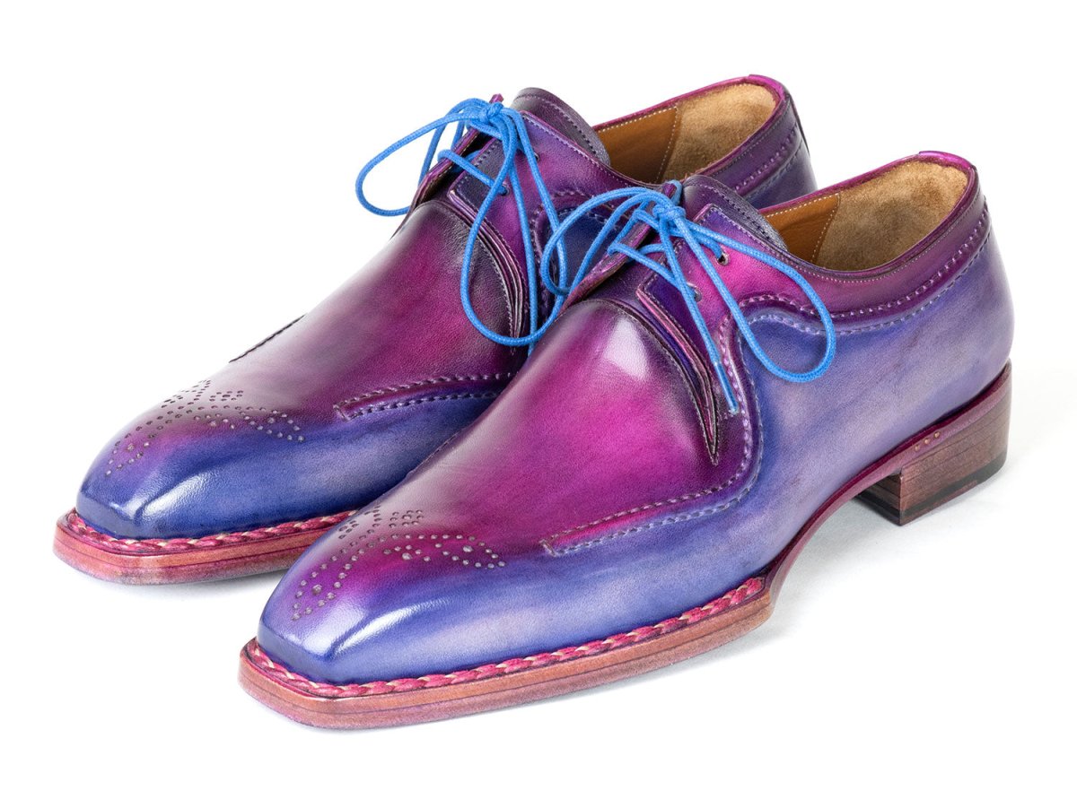 Paul Parkman Men's HAnd - Welted Blue and Purple Leather Derby Shoes (Id326g19) by Paul Parkman – Don't Panic Shoes