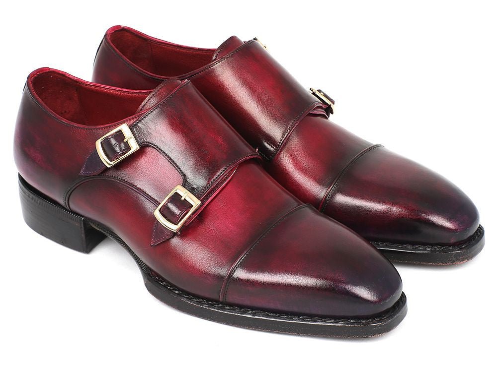 Paul Parkman Men's HAnd - Welted Captoe Monkstraps In Purple and Burgundy Shoes by Paul Parkman – Don't Panic Shoes