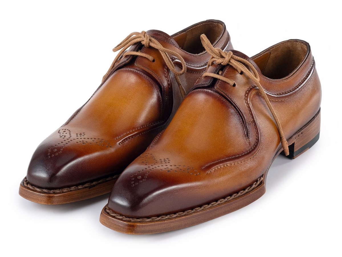 Paul Parkman Men's Hand - Welted Leather Derby Shoes In Camel Brown Shoes by Paul Parkman – Don't Panic Shoes