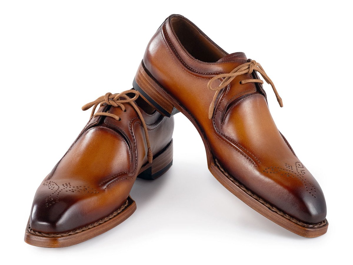 Paul Parkman Men's Hand - Welted Leather Derby Shoes In Camel Brown Shoes by Paul Parkman – Don't Panic Shoes