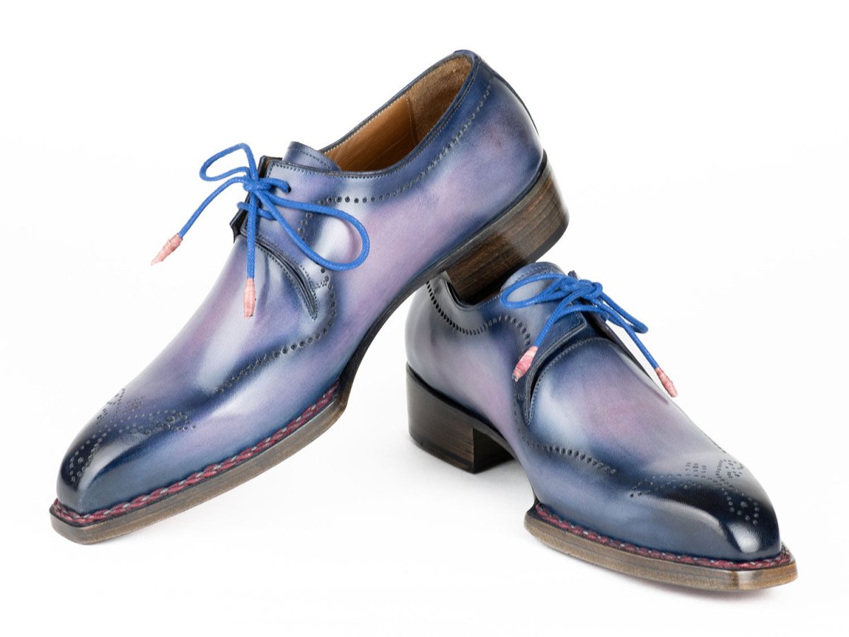 Paul Parkman Men's HAnd - Welted Pink and Navy Leather Derby Shoes (Id599f67) by Paul Parkman – Don't Panic Shoes