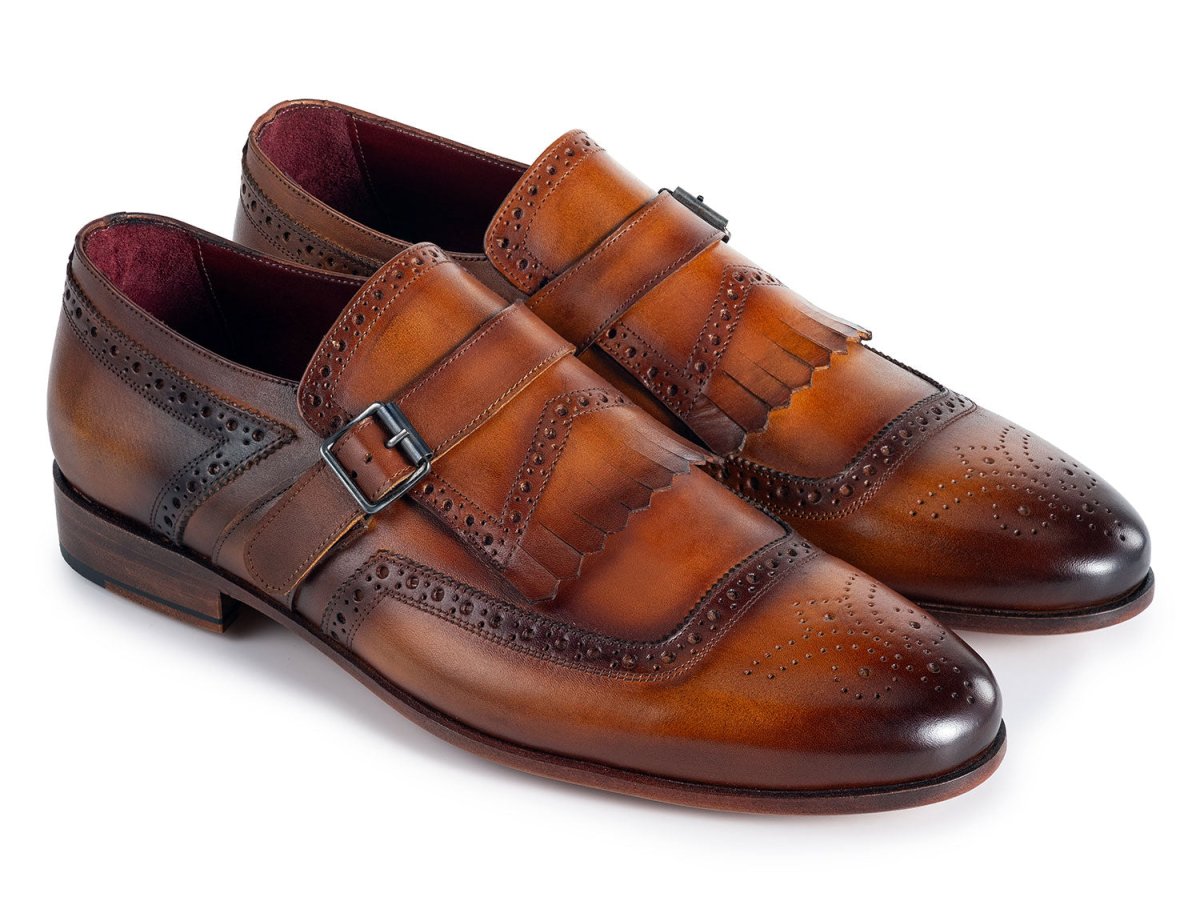 Paul Parkman Men's Kiltie Monkstrap Leather Shoes In Brown Shoes by Paul Parkman – Don't Panic Shoes