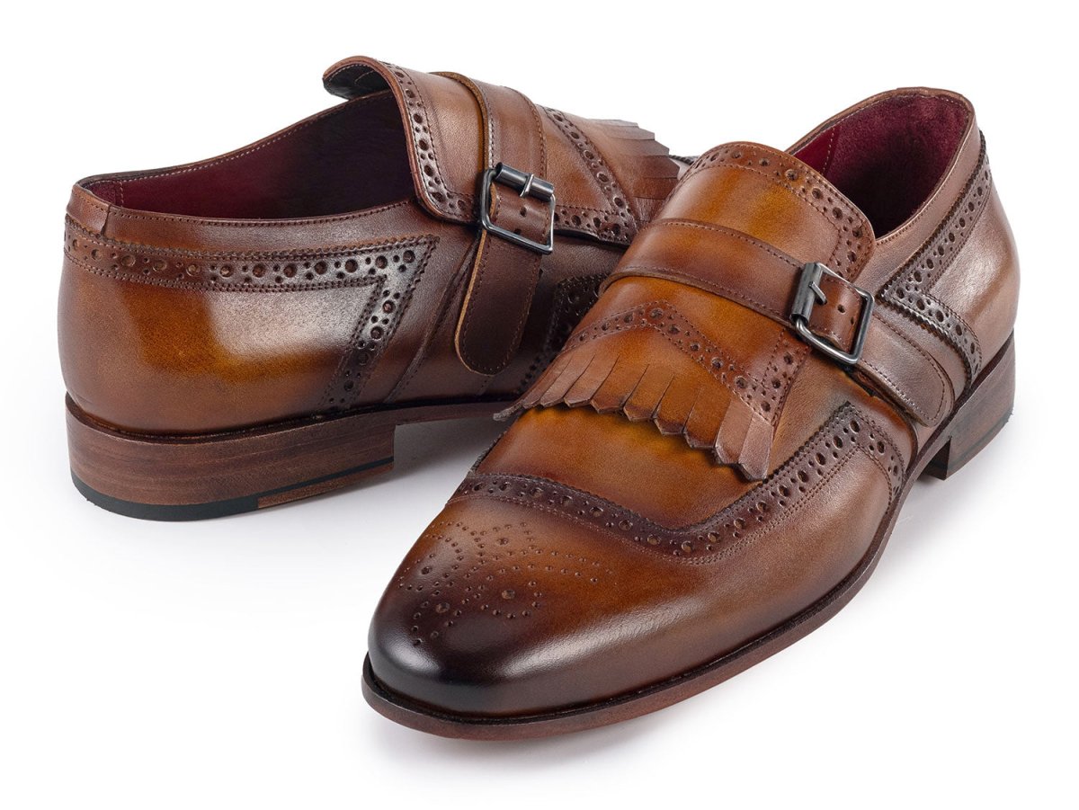 Paul Parkman Men's Kiltie Monkstrap Leather Shoes In Brown Shoes by Paul Parkman – Don't Panic Shoes