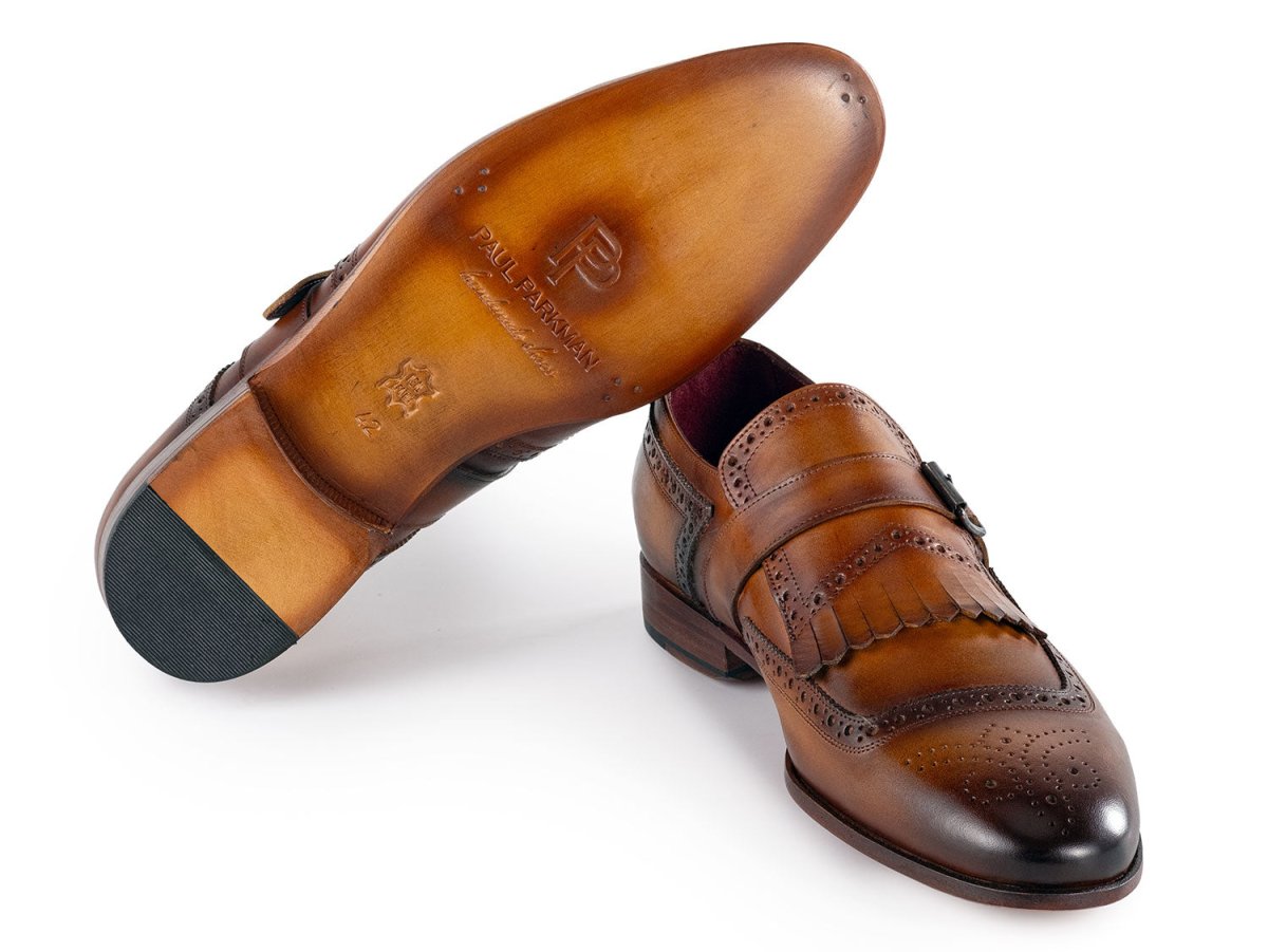 Paul Parkman Men's Kiltie Monkstrap Leather Shoes In Brown Shoes by Paul Parkman – Don't Panic Shoes