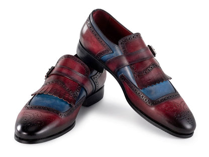 Paul Parkman Men's Kiltie Monkstrap Shoes Blue And Burgundy Leather (Id12mv62) by Paul Parkman – Don't Panic Shoes