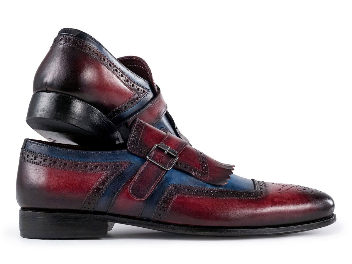 Paul Parkman Men's Kiltie Monkstrap Shoes Blue And Burgundy Leather (Id12mv62) by Paul Parkman – Don't Panic Shoes
