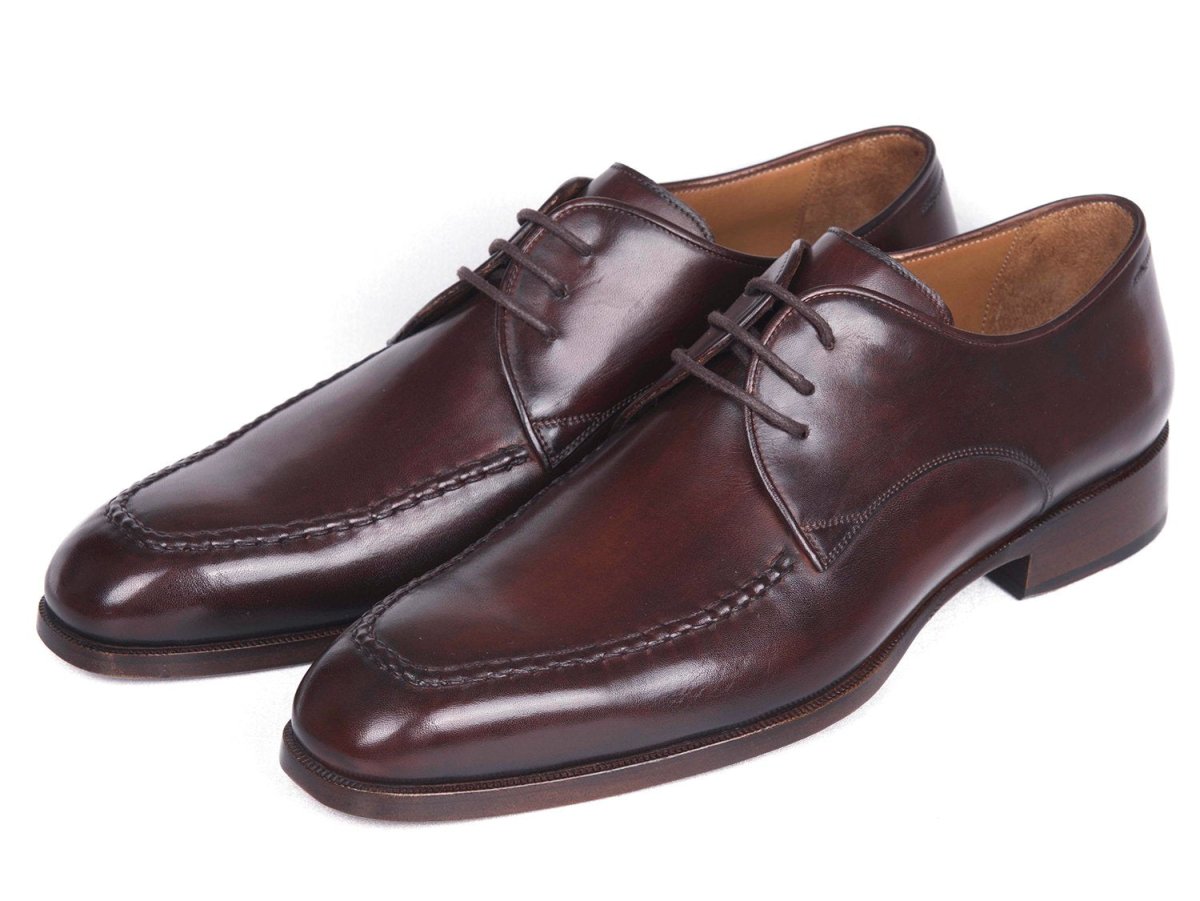 Paul Parkman Men's Leather Apron Derby Shoes In Brown And Bordeaux Shoes by Paul Parkman – Don't Panic Shoes