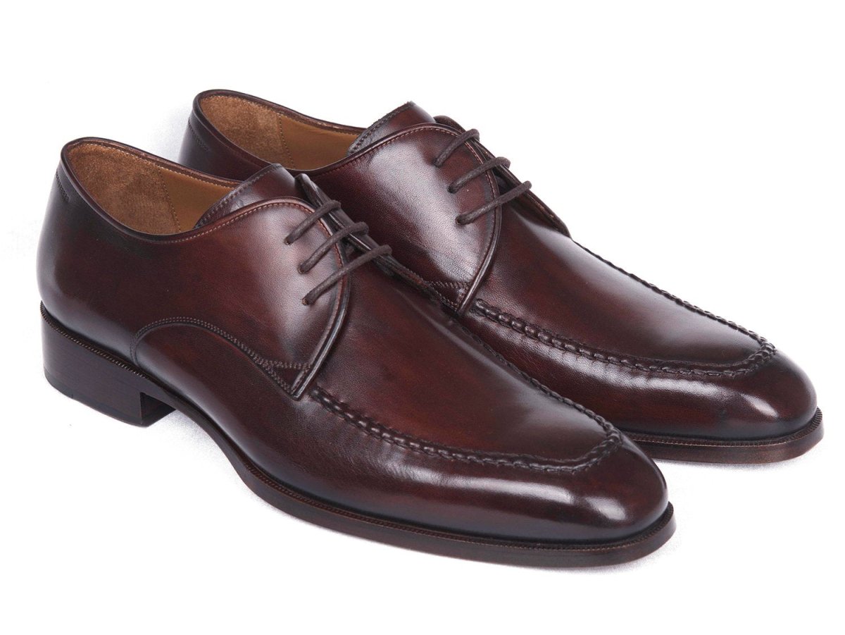 Paul Parkman Men's Leather Apron Derby Shoes In Brown And Bordeaux Shoes by Paul Parkman – Don't Panic Shoes