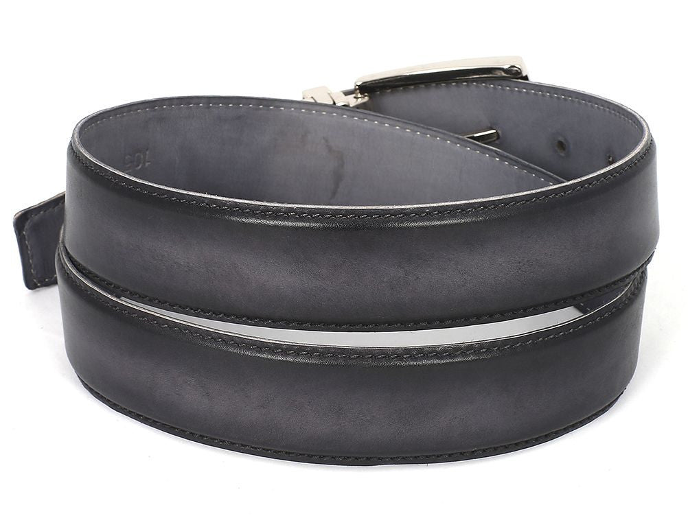 Paul Parkman Men's Leather Belt Dual Tone HAnd - Painted Gray and Black (IdB01 - Gry - Blk) by Paul Parkman – Don't Panic Shoes