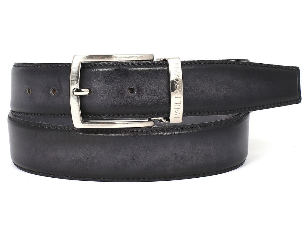 Paul Parkman Men's Leather Belt Dual Tone HAnd - Painted Gray and Black (IdB01 - Gry - Blk) by Paul Parkman – Don't Panic Shoes