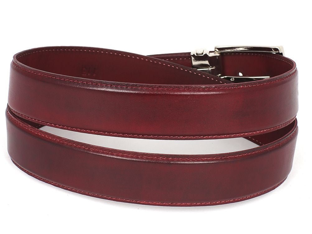 Paul Parkman Men's Leather Belt Hand - Painted Bordeaux (IdB01 - Brd) by Paul Parkman – Don't Panic Shoes