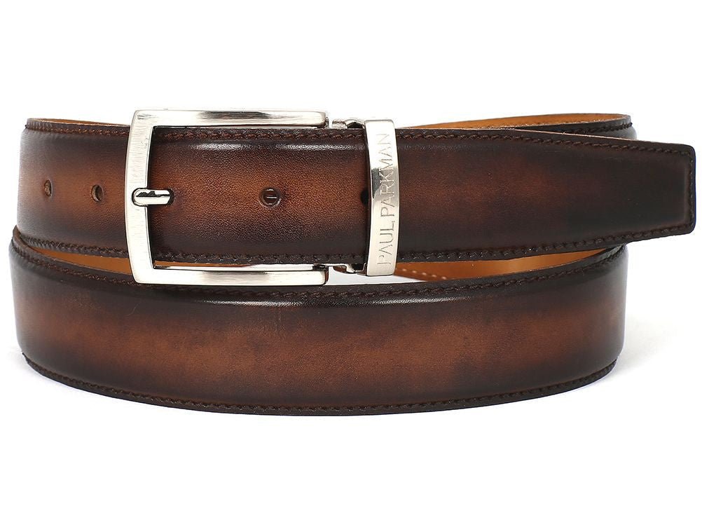 Paul Parkman Men's Leather Belt HAnd - Painted Brown and Camel (IdB01 - Brwcml) by Paul Parkman – Don't Panic Shoes