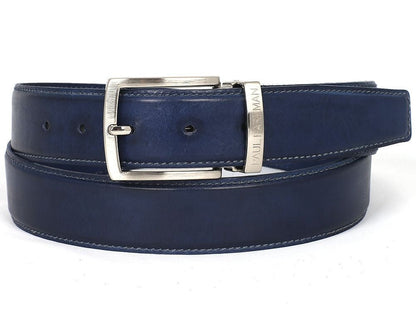 Paul Parkman Men's Leather Belt Hand - Painted Navy (IdB01 - Nvy) by Paul Parkman – Don't Panic Shoes
