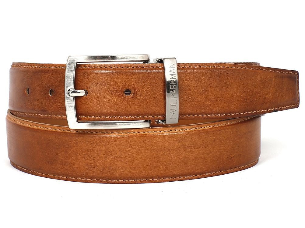 Paul Parkman Men's Leather Belt Hand - Painted Tobacco (IdB01 - Cml) by Paul Parkman – Don't Panic Shoes