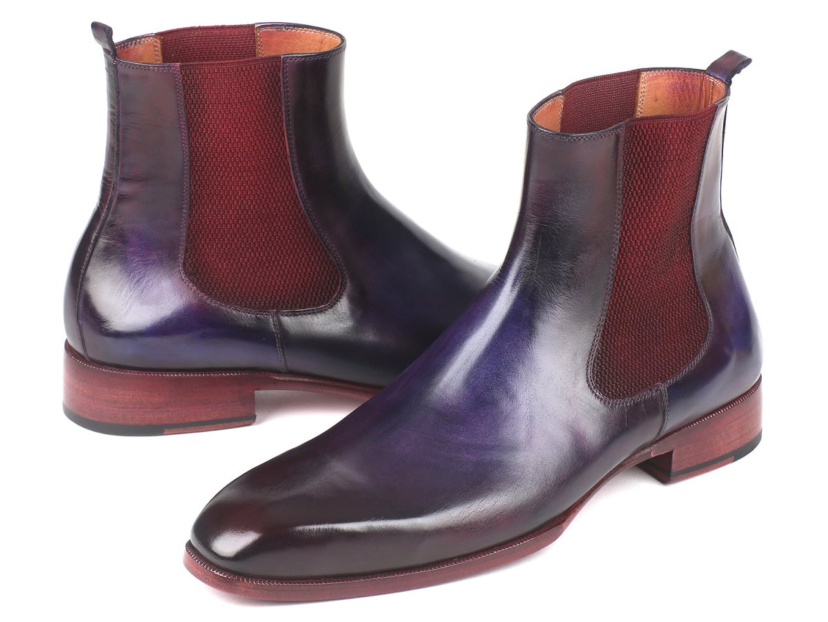 Paul Parkman Men's Leather Chelsea Boots In Navy And Purple Shoes by Paul Parkman – Don't Panic Shoes