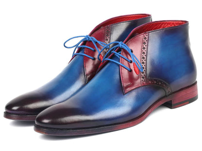 Paul Parkman Men's Leather Chukka Boots In Blue And Purple Shoes by Paul Parkman – Don't Panic Shoes