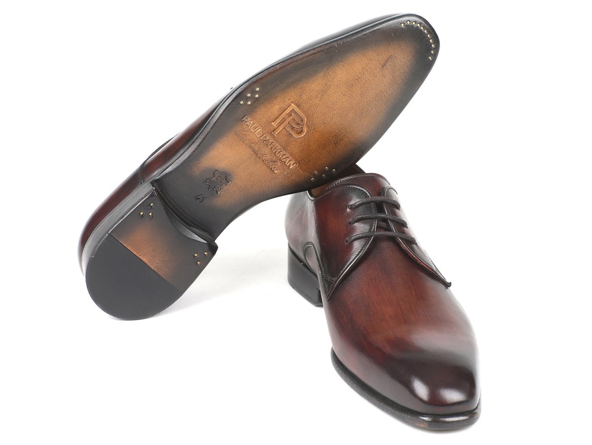 Paul Parkman Men's Leather Derby Shoes In Antique Brown Shoes by Paul Parkman – Don't Panic Shoes