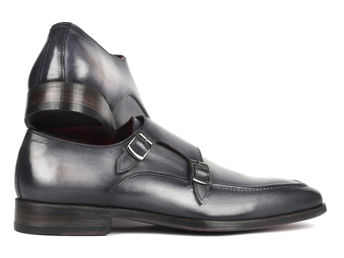 Paul Parkman Men's Leather Double Monkstrap Shoes In Gray Shoes by Paul Parkman – Don't Panic Shoes