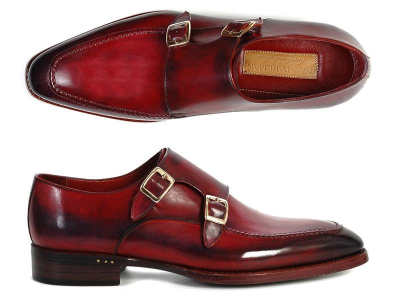 Paul Parkman Men's Leather Double Monkstraps In Black And Bordeaux Shoes by Paul Parkman – Don't Panic Shoes