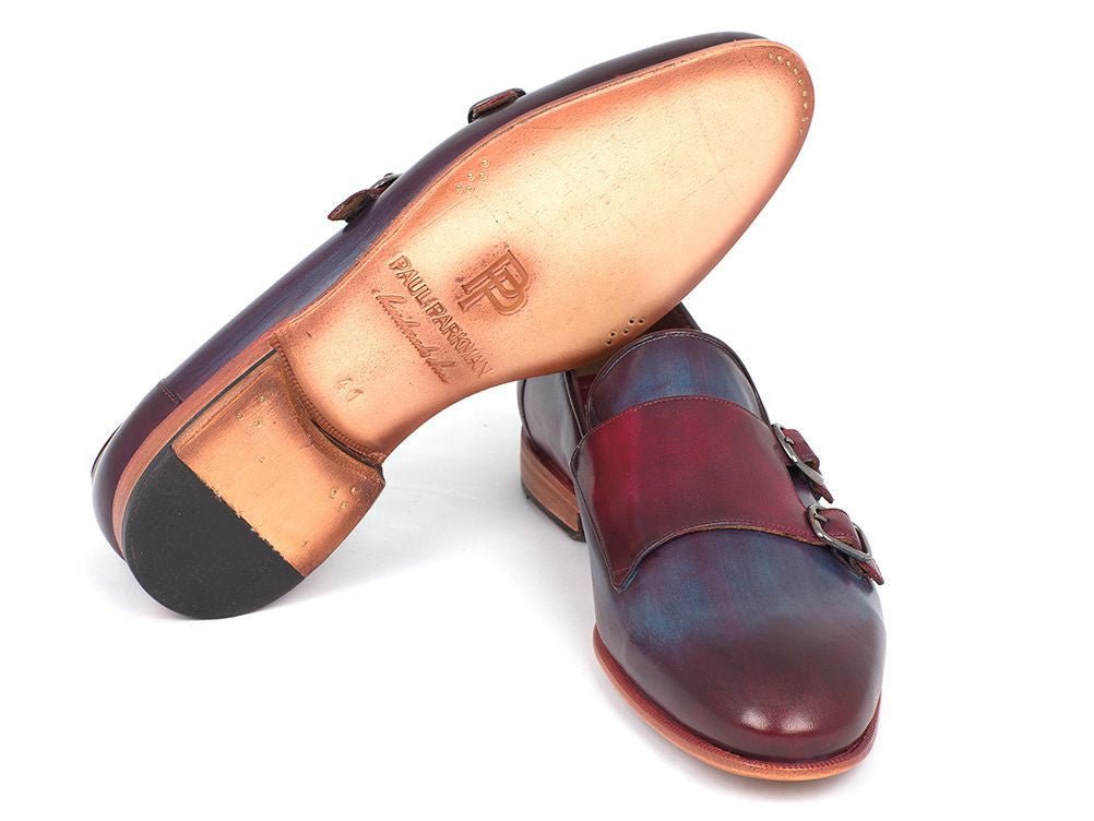 Paul Parkman Men's Leather Double Monkstraps In Bordeaux And Navy Shoes by Paul Parkman – Don't Panic Shoes
