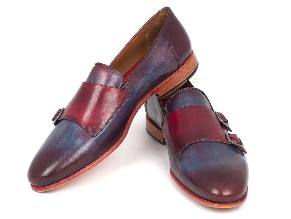 Paul Parkman Men's Leather Double Monkstraps In Bordeaux And Navy Shoes by Paul Parkman – Don't Panic Shoes