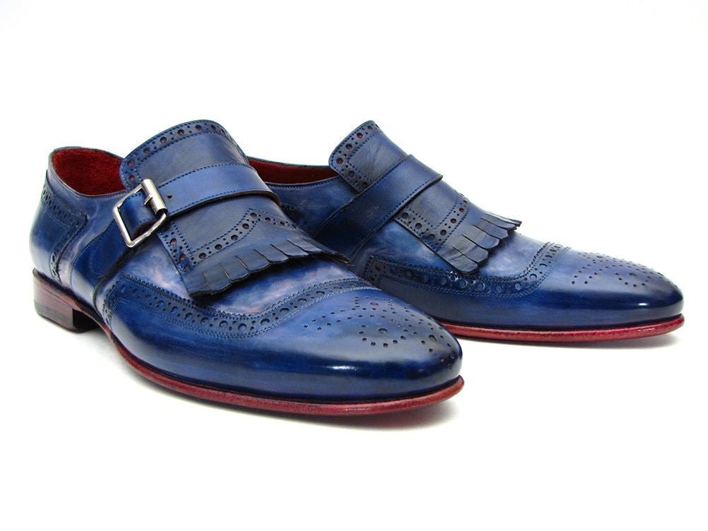 Paul Parkman Men's Leather Kiltie Monkstraps In Dual Tone Blue Shoes by Paul Parkman – Don't Panic Shoes