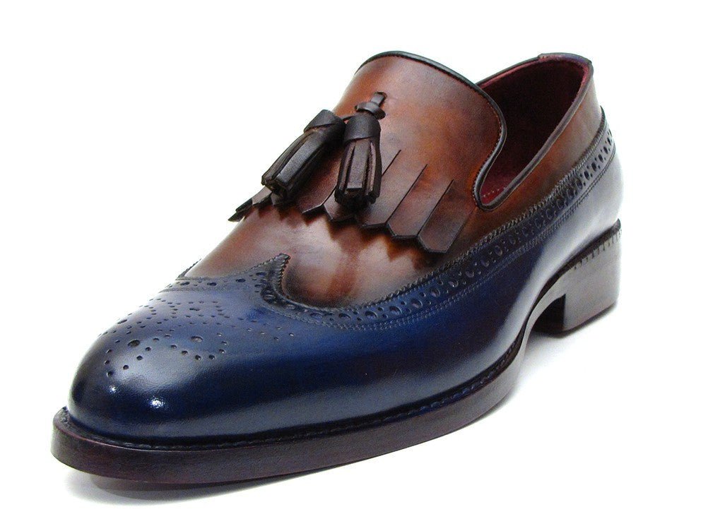 Paul Parkman Men's Leather Kiltie Tassel Loafers In Navy And Tobacco Shoes by Paul Parkman – Don't Panic Shoes