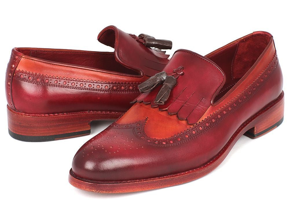 Paul Parkman Men's Leather Kiltie Tassel Loafers In Tobacco And Bordeaux Shoes by Paul Parkman – Don't Panic Shoes