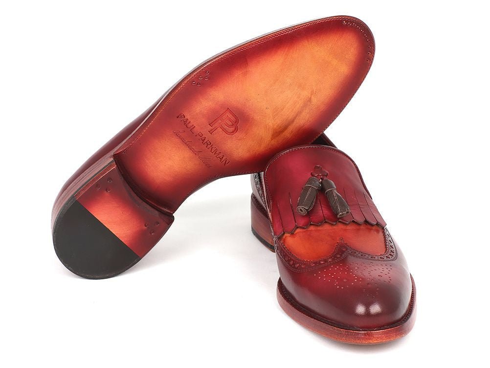 Paul Parkman Men's Leather Kiltie Tassel Loafers In Tobacco And Bordeaux Shoes by Paul Parkman – Don't Panic Shoes