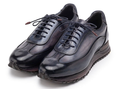 Paul Parkman Men's Navy And Gray Patina Leather Sneakers (IdLs406gnv) Shoes by Paul Parkman – Don't Panic Shoes