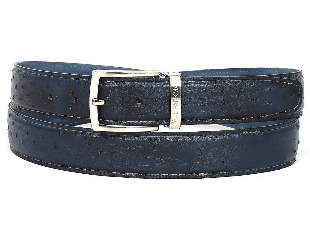 Paul Parkman Men's Navy Genuine Ostrich Belt (IdB04 - Nvy) Shoes by Paul Parkman – Don't Panic Shoes