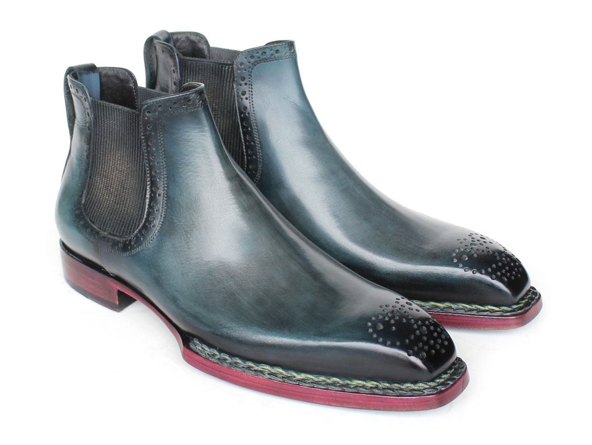 Paul Parkman Men's Norwegian Welted Burnished Leather Chelsea Boots In Blue Shoes by Paul Parkman – Don't Panic Shoes