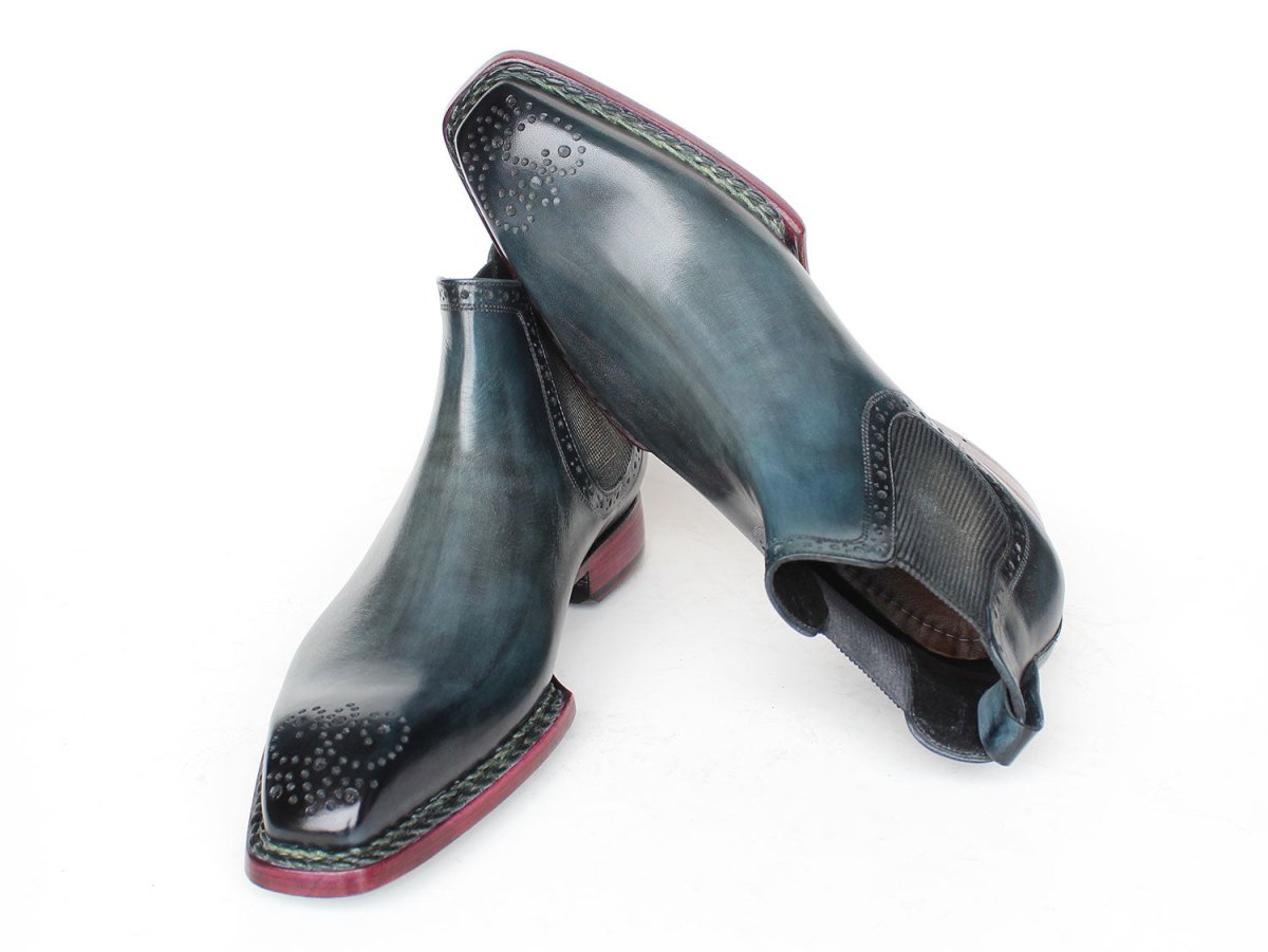 Paul Parkman Men's Norwegian Welted Burnished Leather Chelsea Boots In Blue Shoes by Paul Parkman – Don't Panic Shoes