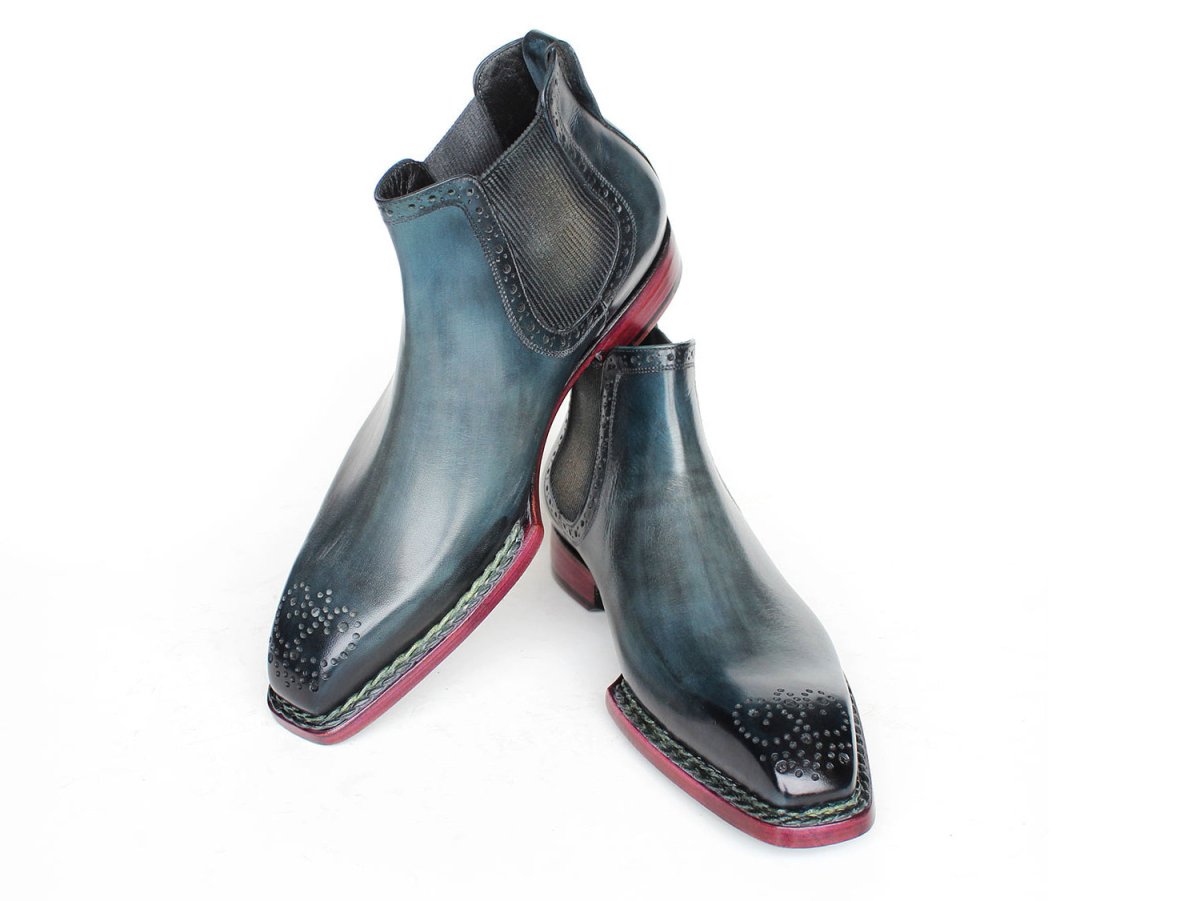 Paul Parkman Men's Norwegian Welted Burnished Leather Chelsea Boots In Blue Shoes by Paul Parkman – Don't Panic Shoes