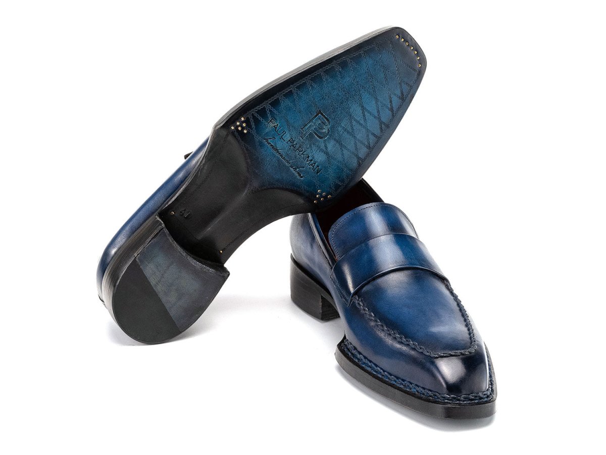 Paul Parkman Men's Norwegian Welted Loafers In Blue Patina Shoes by Paul Parkman – Don't Panic Shoes