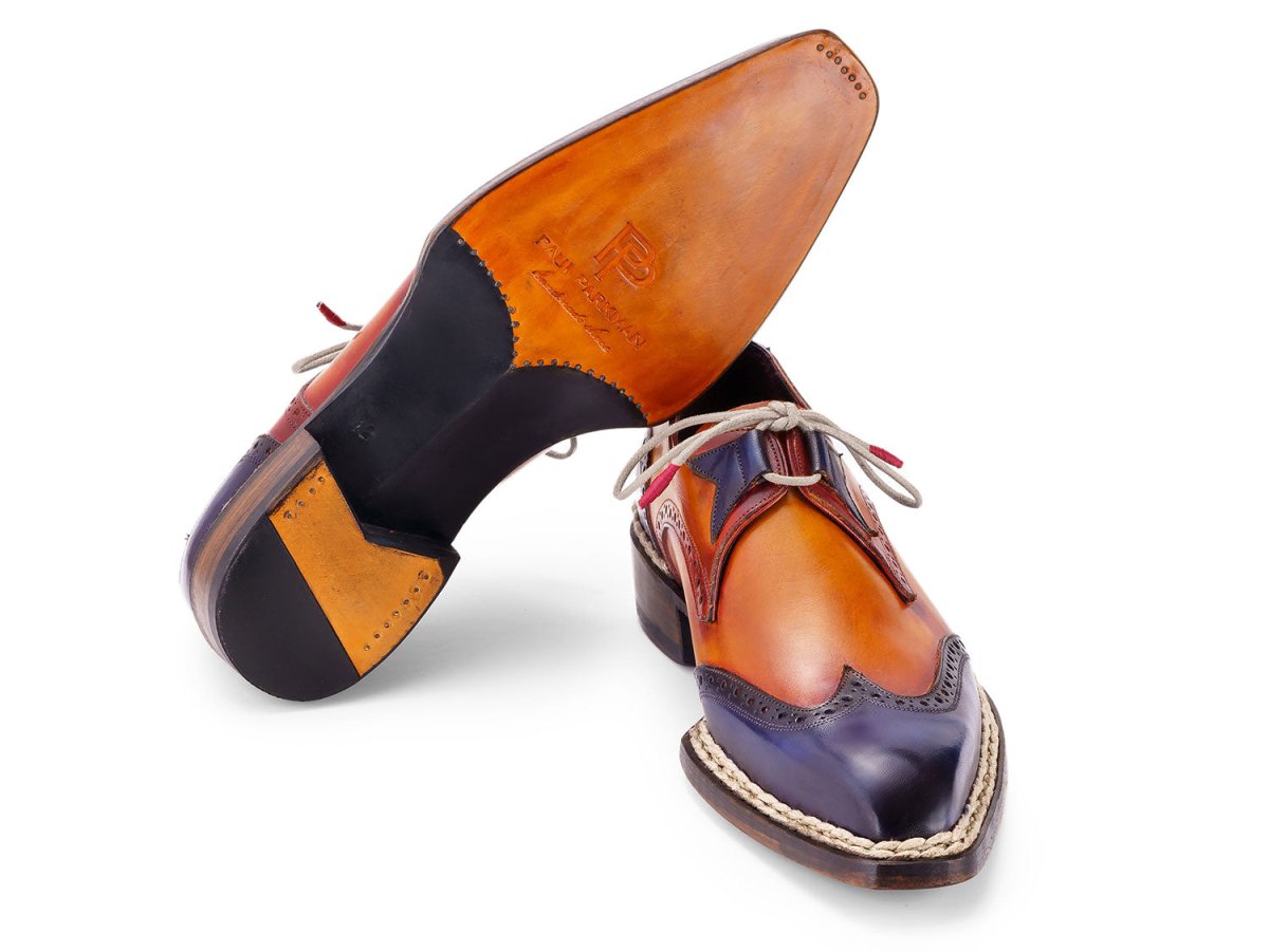 Paul Parkman Men's Norwegian Welted WIngtip Men's Dress Shoes in Blue And Camel Shoes by Paul Parkman – Don't Panic Shoes