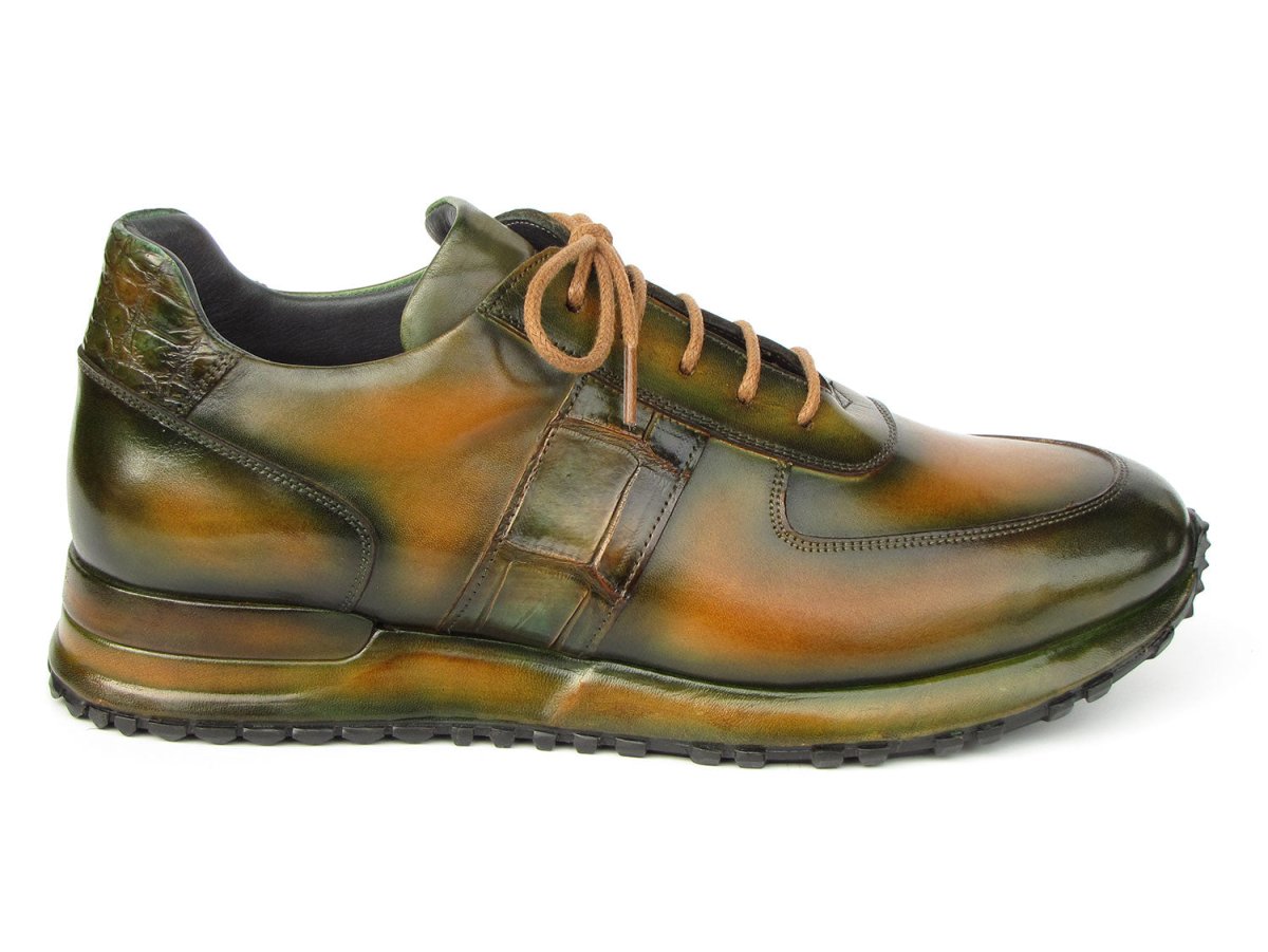 Paul Parkman Men's Olive Green Hand - Painted Sneakers Shoes by Paul Parkman – Don't Panic Shoes